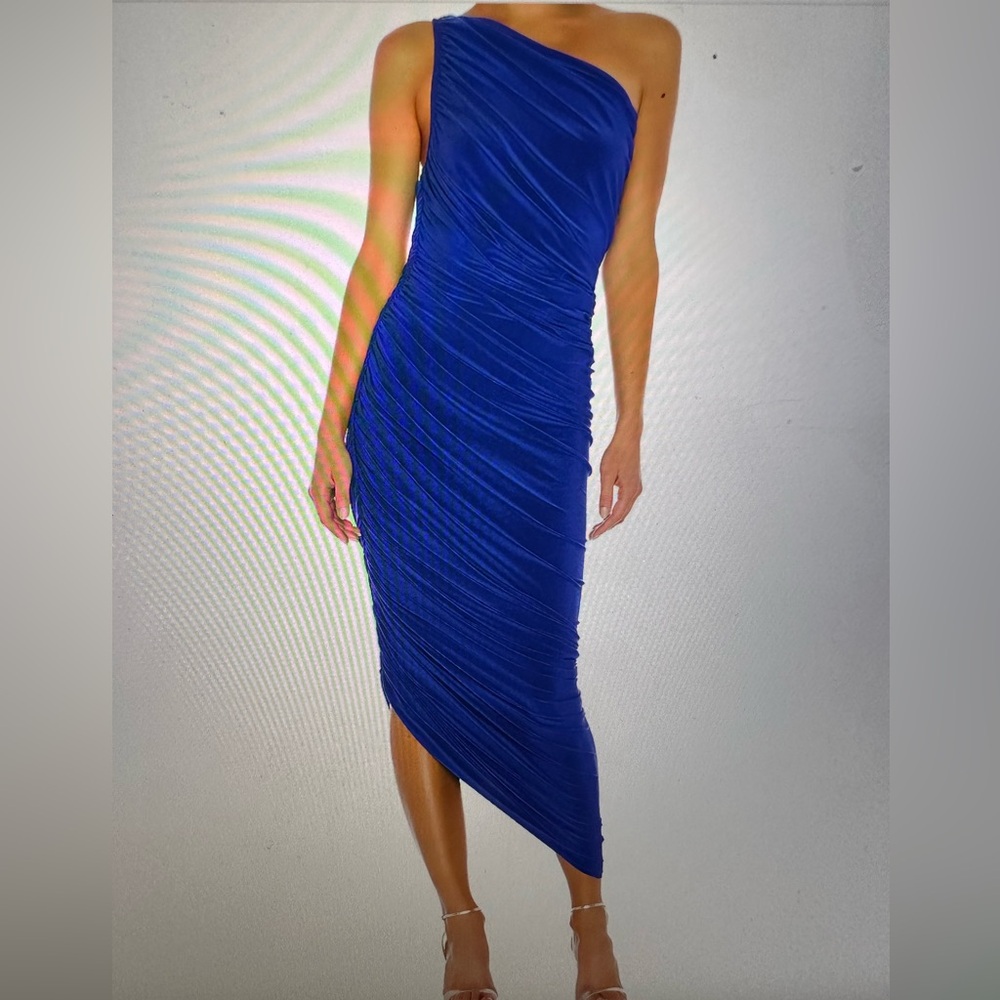 Norma Kamali  Blue Ruched Dress